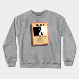 The Stealthy Strategist Chess Queen Trading Card Crewneck Sweatshirt